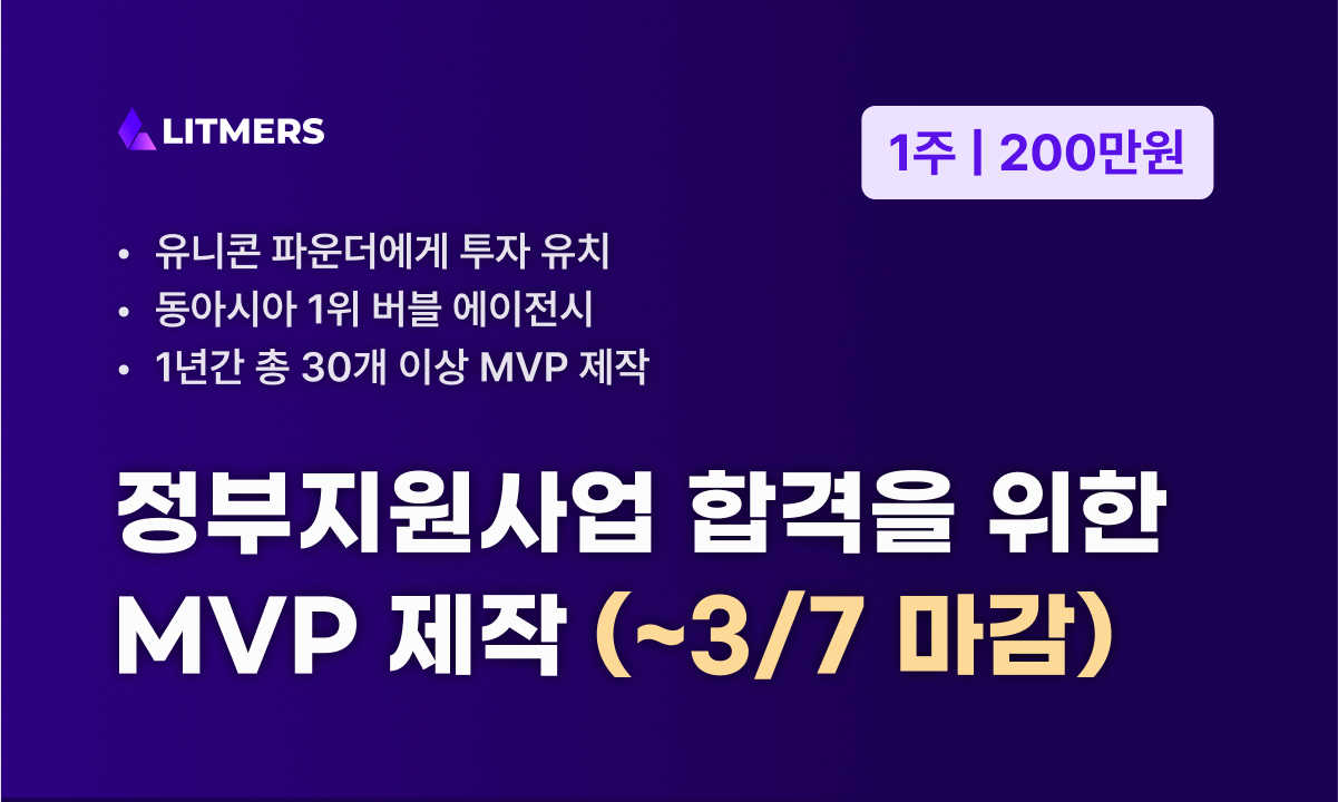 (이벤트, ~3/7마감) 정부지원사업 합격을 위한 MVP 제작, 1주일만에 200만원으로 제작해드립니다.